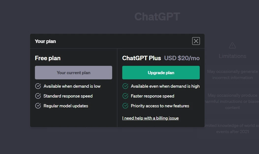ChatGPT Plus pricing